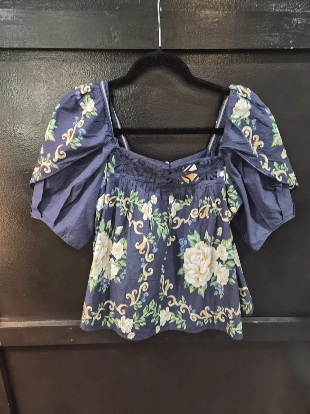 FARM Rio |  Navy Floral Top | Size Medium - Picture 2 of 10